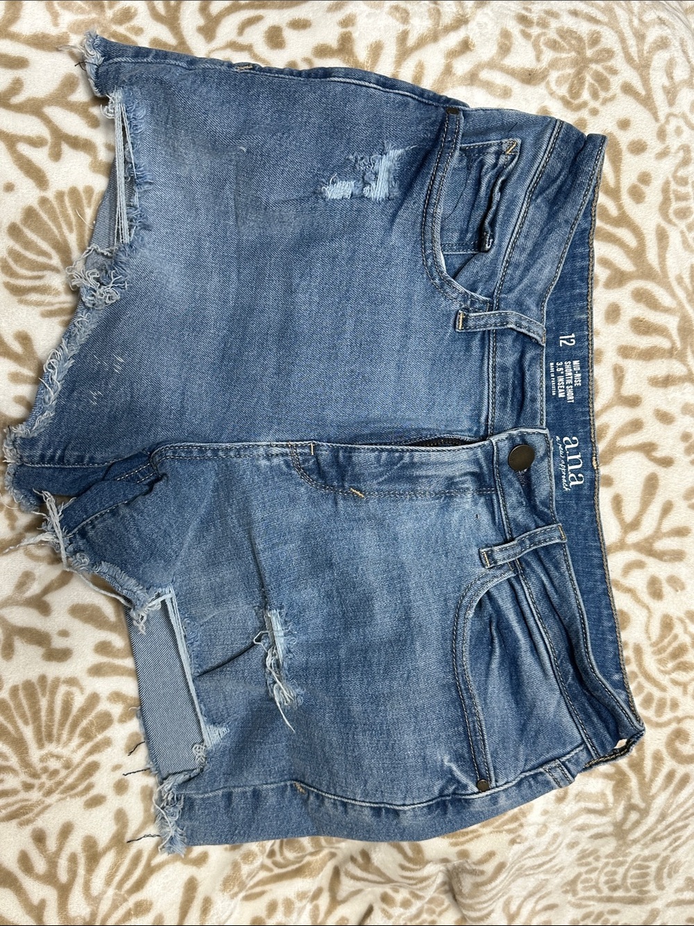 a.n.a Medium Blue Distressed Denim Cutoff Shorts